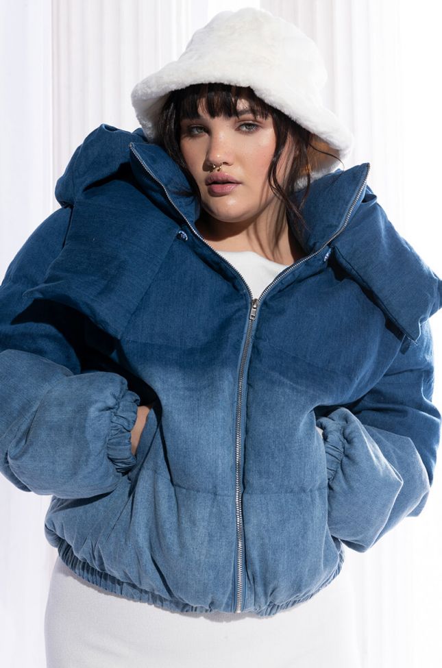 Front View Plus Layers Of Love Denim Puffer