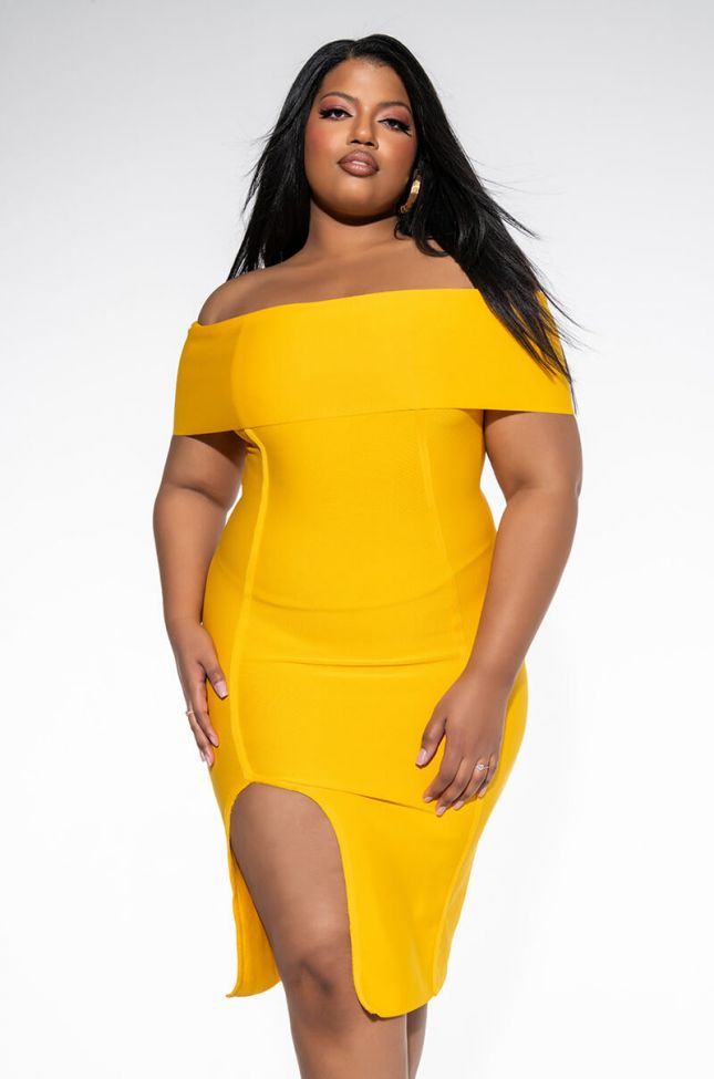 Front View Plus Make A Toast Off The Shoulder Bandage Dress