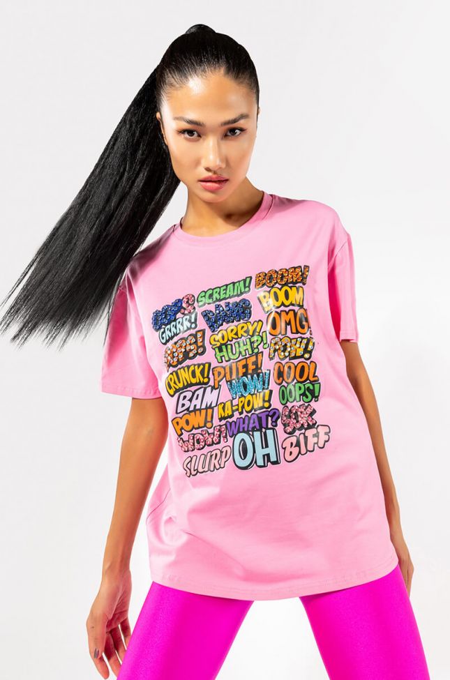 Front View Pop Art Oversized Graphic Tshirt