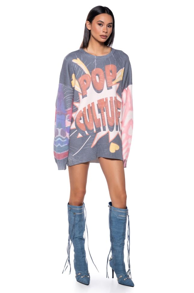 Side View Pop Culture Long Sleeve Graphic Sweater