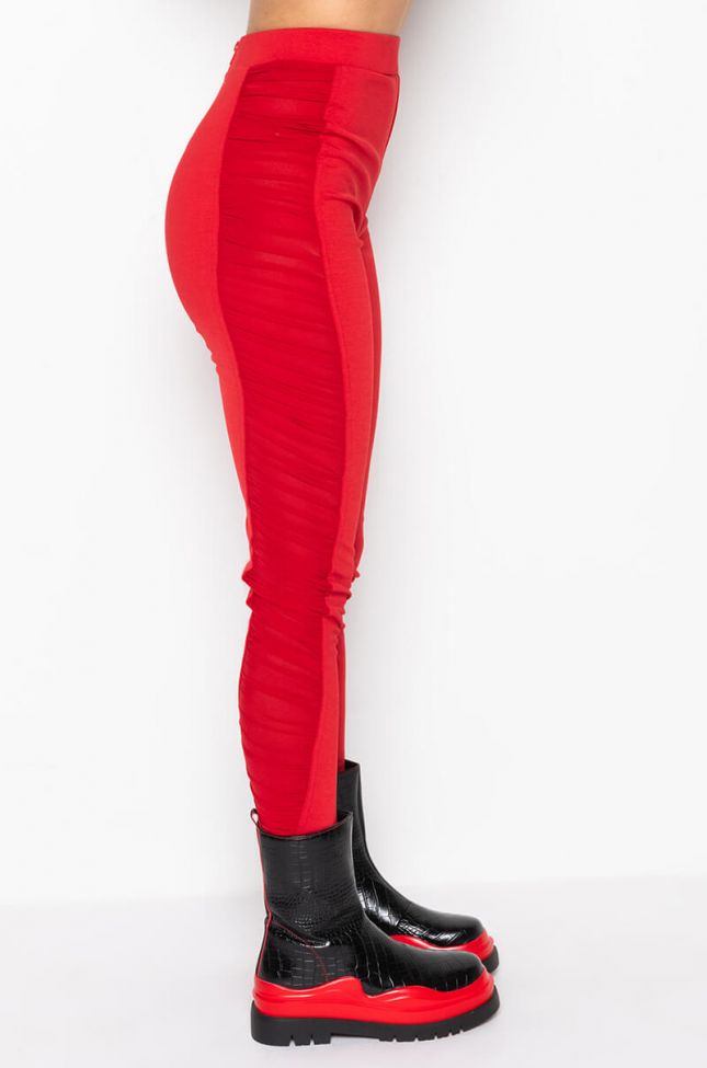 Front View Pretty Face Small Waist Ruched Skinny Trousers
