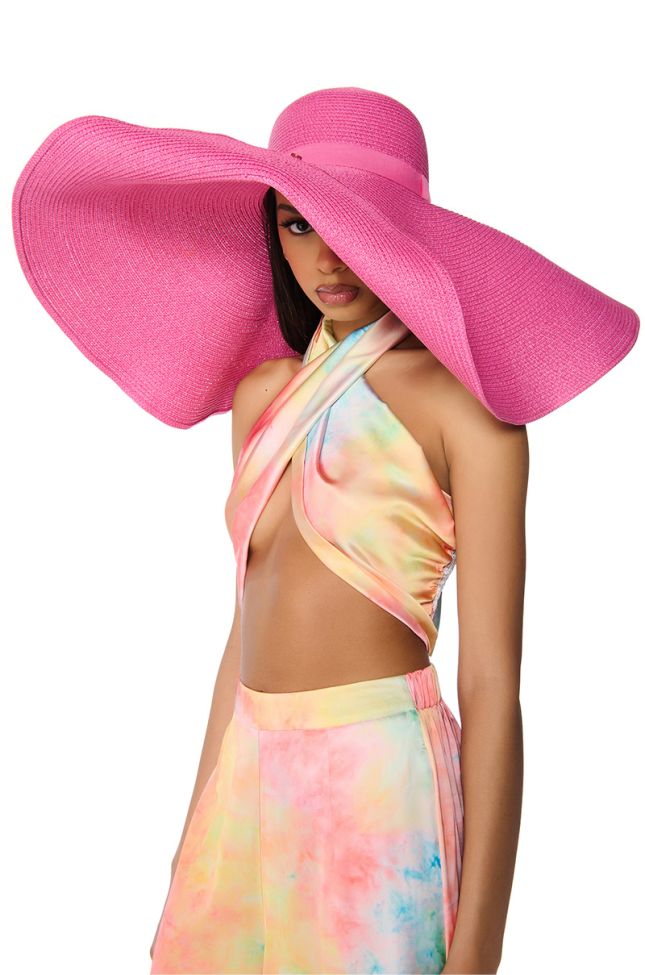 Front View Pretty In Pink Oversized Sun Hat