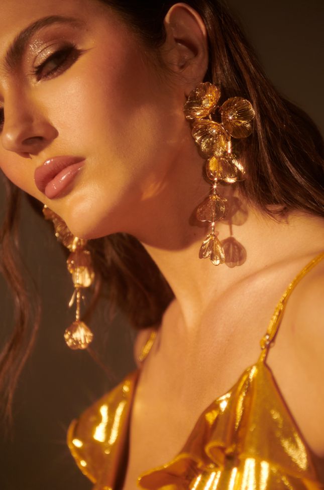 Detail View Pretty Lady Embellished Dangle Earrings In Gold