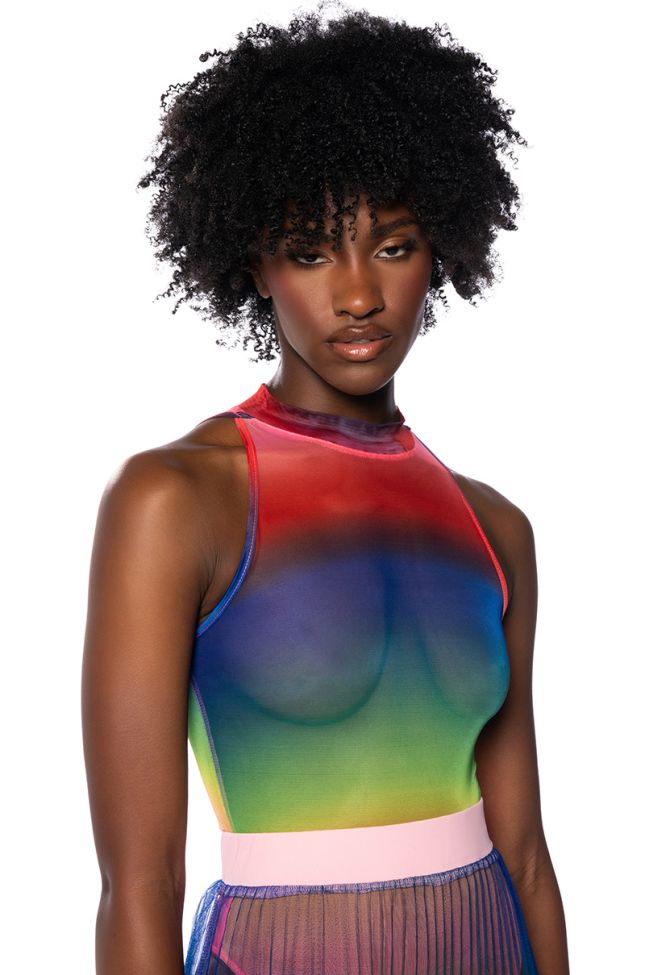 Front View Pride Effect Sleeveless Bodysuit