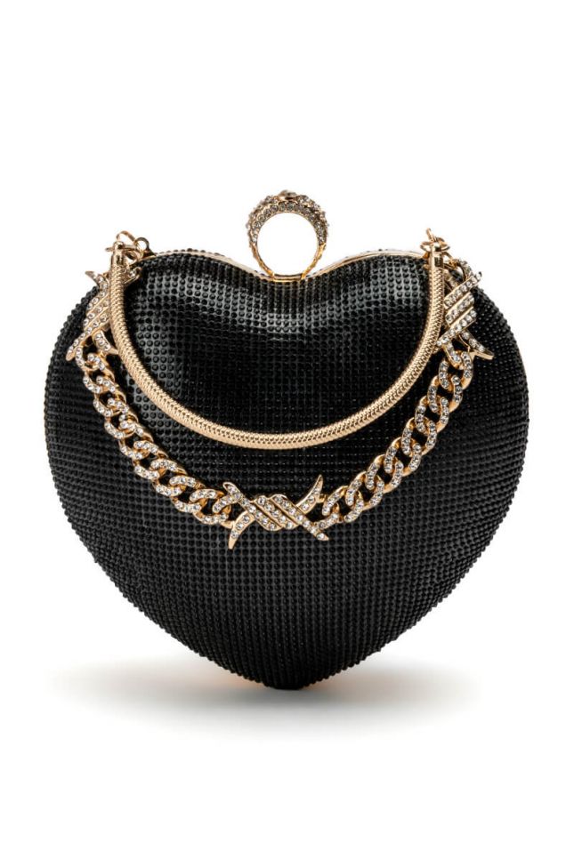 Back View Protected Heart Black Purse