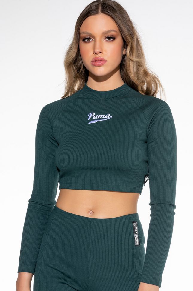 Front View Puma Team Ribbed Ls Top