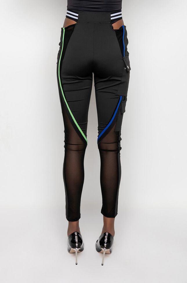 Front View Put In Work Mesh Panel Cutout Legging