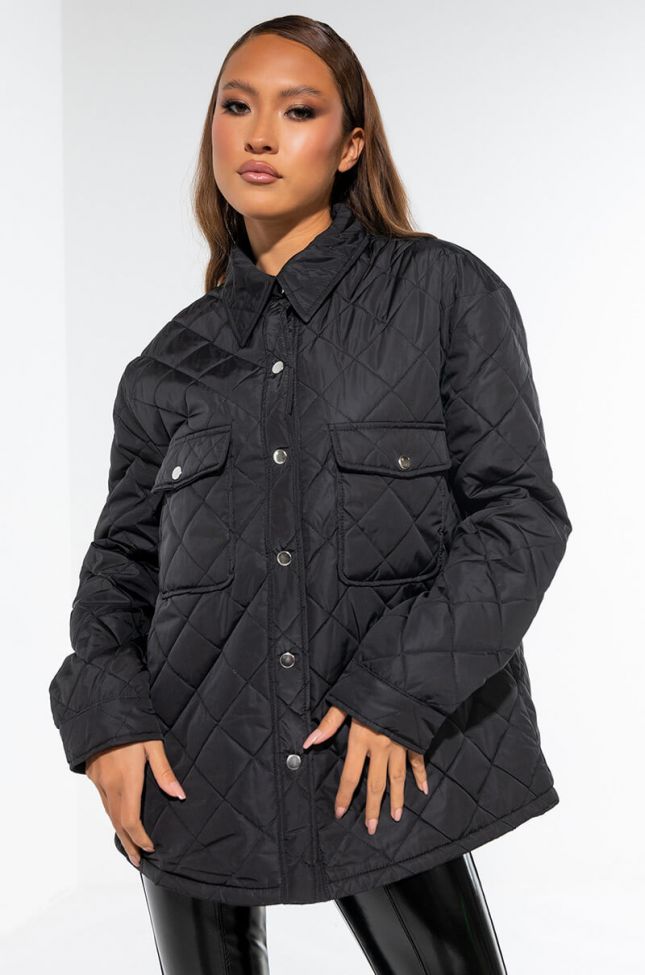 Front View Quilted Oversize Trench Jacket