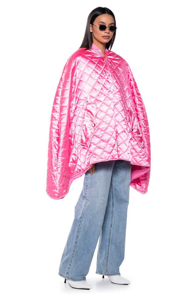 Front View Quilted Pink Poncho