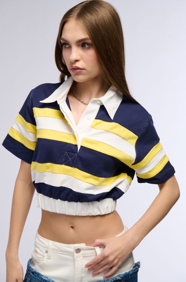 Side View Raina Cropped Short Sleeve Collared Shirt