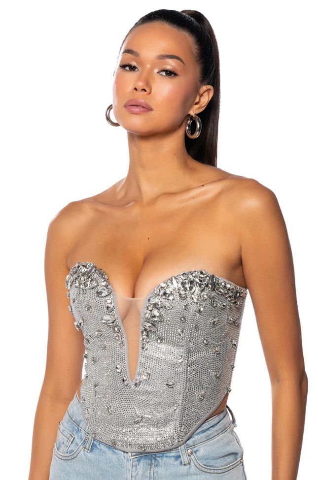 Front View Raise Your Glass Embellished Corset