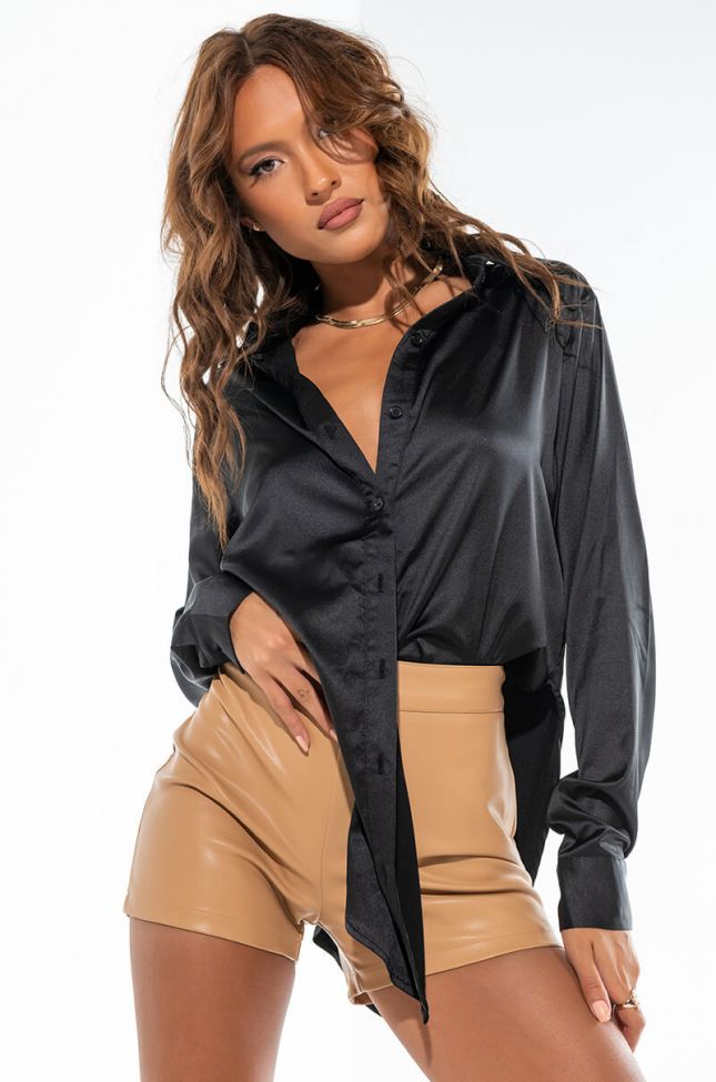 Front View Ready For Any Occasion Satin Shirt