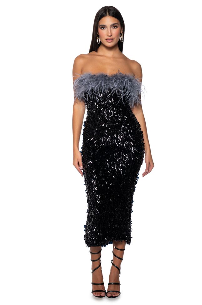 Front View Ready For The Party Sequin Midi Dress