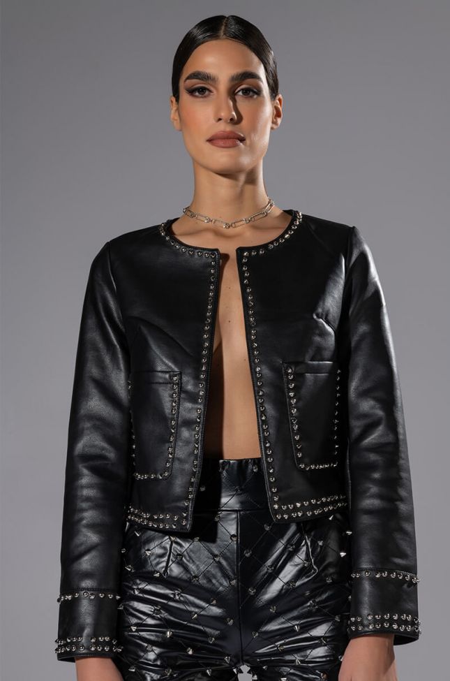READY FOR THE PARTY STUDDED PU JACKET