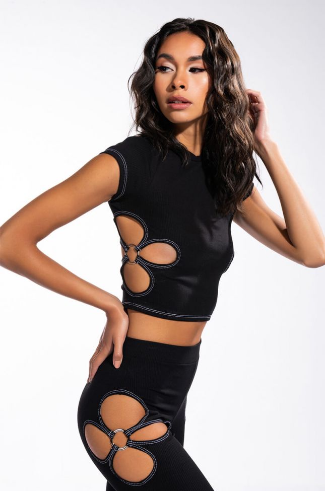 Side View Real Groove Cut Out Ribbed Crop Top