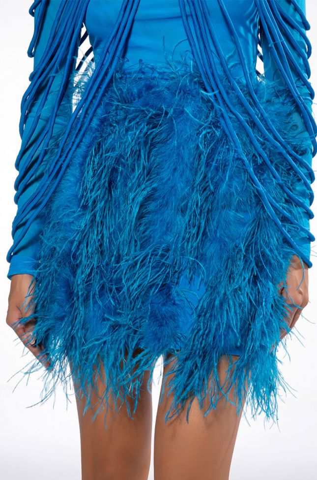 Detail View Real Ostrich Feathers Mini Skirt