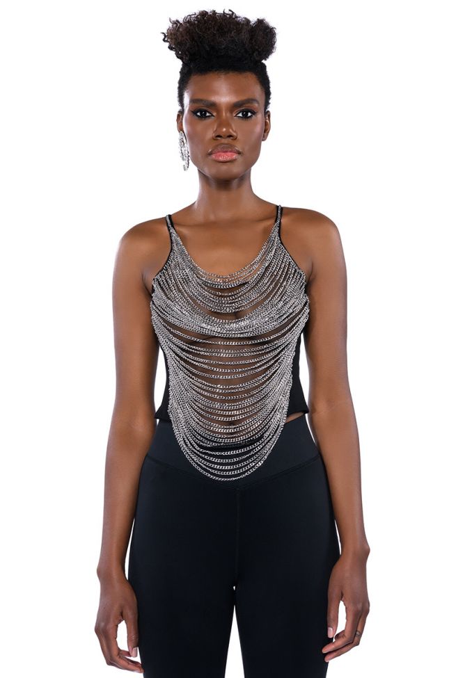 Side View Rebel Heart Chained Sleeveless Top