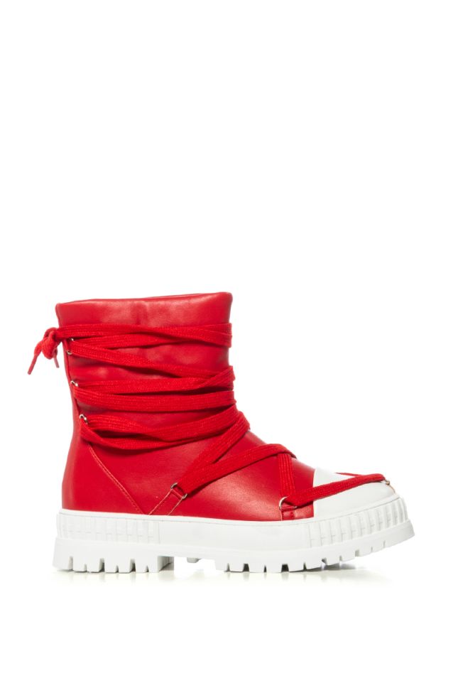 Side View Richie Lace Up High Top Sneaker In Red