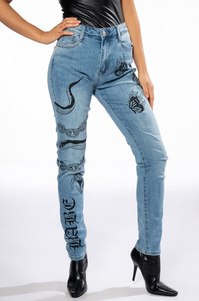 Front View Right Call Painted High Rise Skinny Jeans