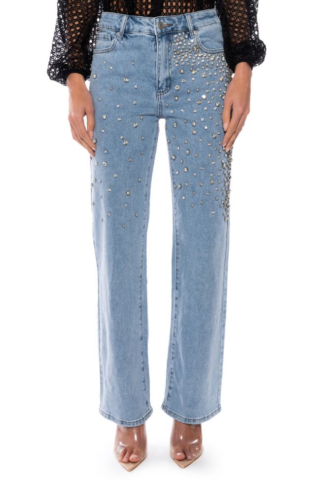 RILEE EMBELLISHED STRAIGHT FIT JEANS