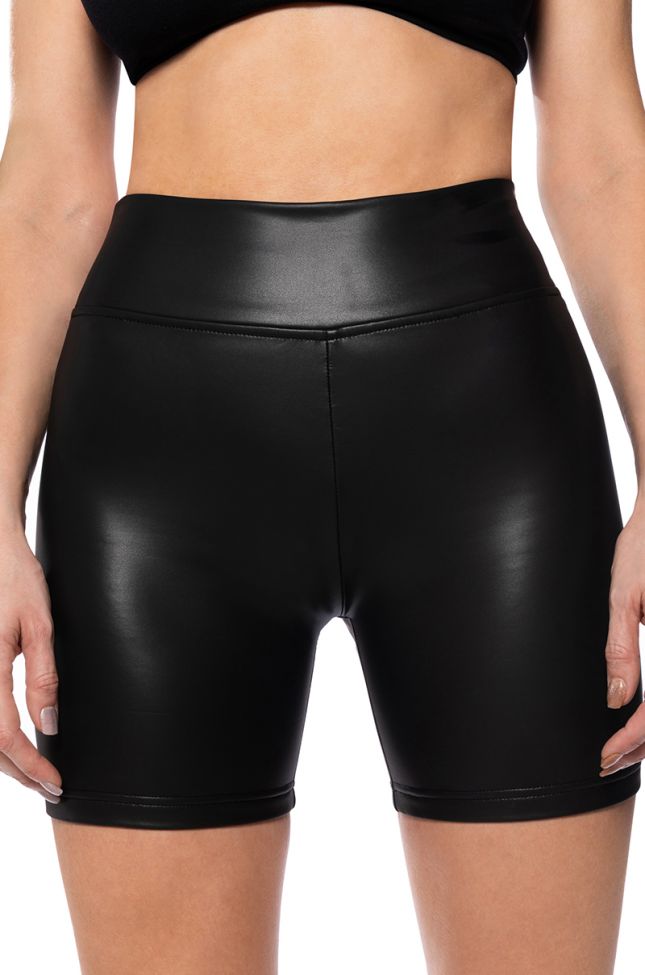 Back View Rio High Rise Biker Shorts With 4 Way Stretch In Black