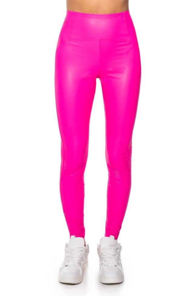 Detail View Rio High Rise Legging With 4 Way Stretch In Pink