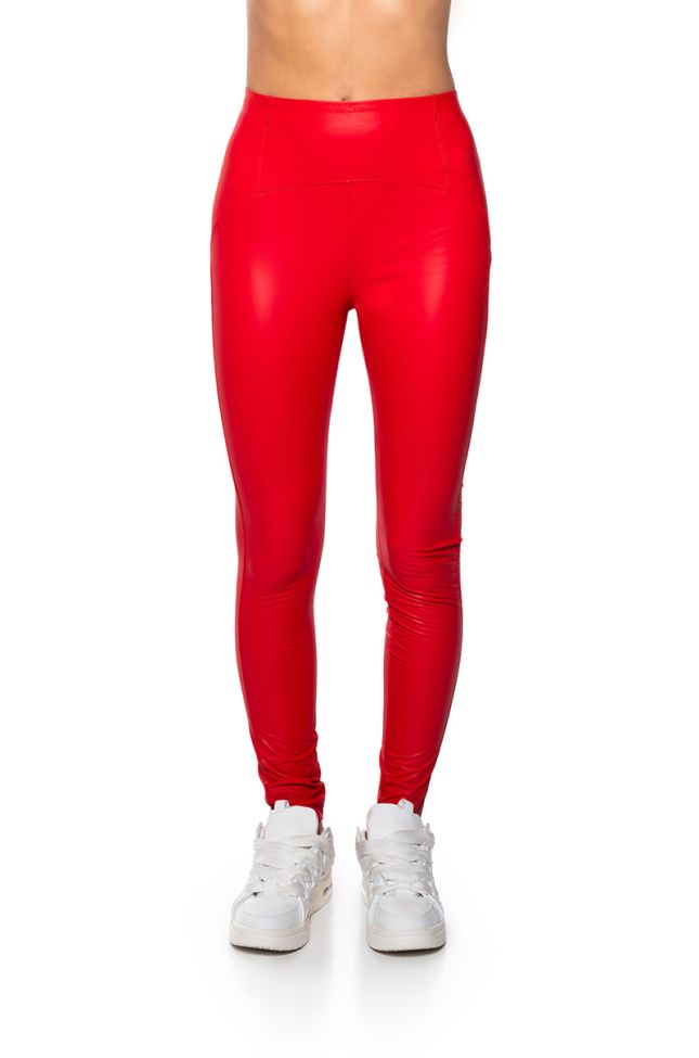 Back View Rio High Rise Legging With 4 Way Stretch In Red