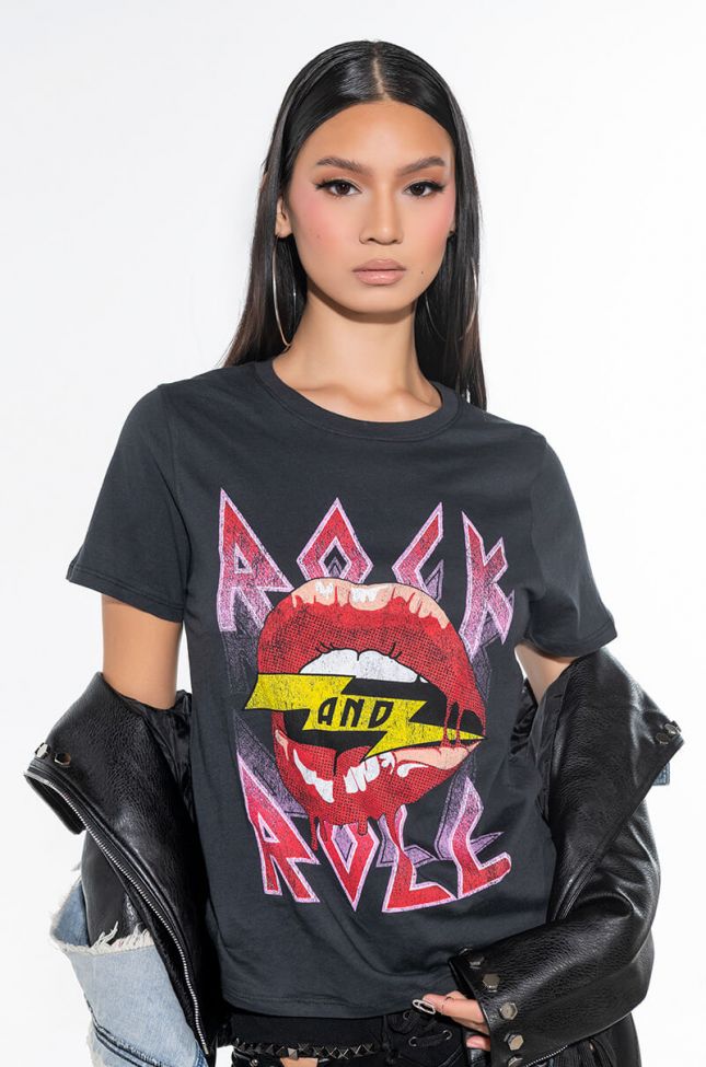 Front View Rock N Roll Graphic Tee