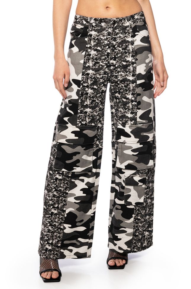 Front View Roger That Camo Wide Leg Jean