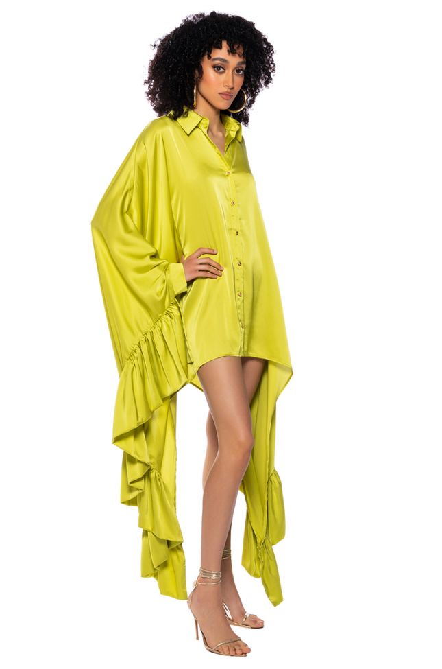 RONNI BUTTON DOWN SHIRT DRESS IN LIME