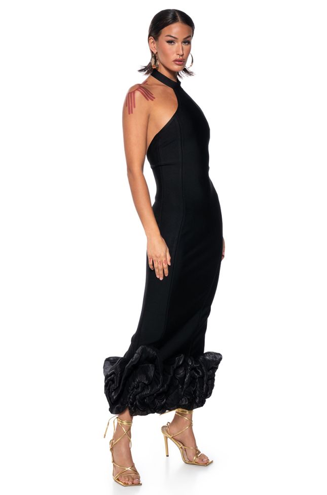 Front View Rosey Halter Bandage Maxi Dress