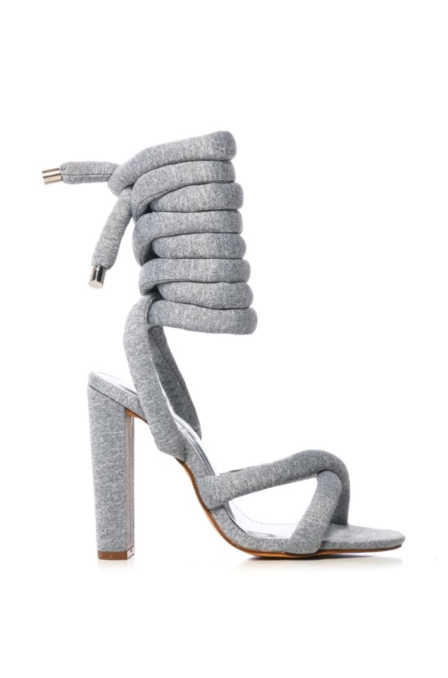 Back View Royale Padded Lace Up Sandal In Grey
