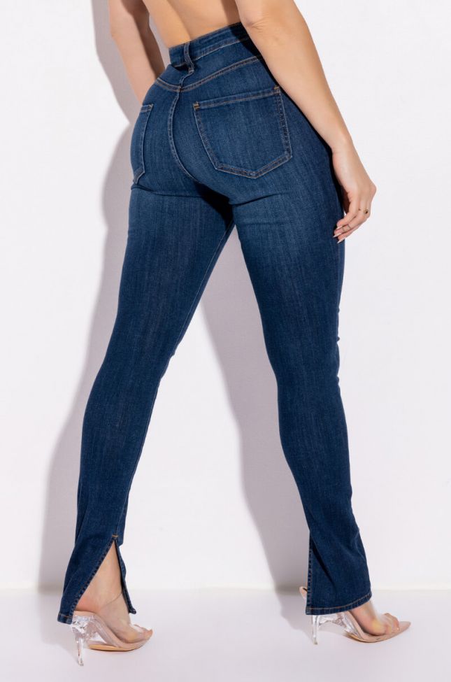 Front View Ruby High Rise Split Hem Skinny Jeans