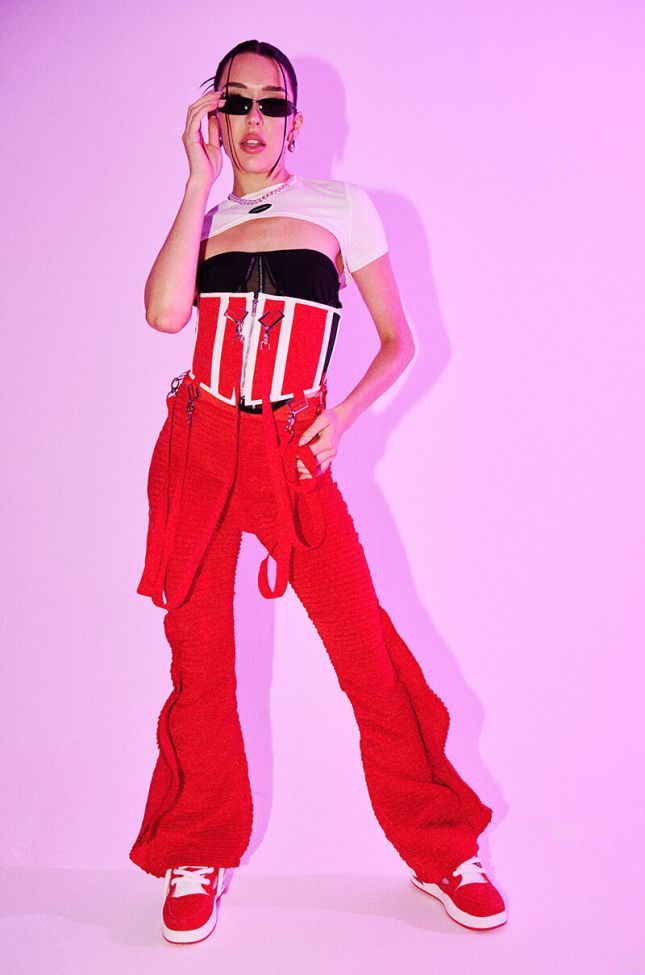 Extra View Runaway Pleated Flare Trouser Pant In Red