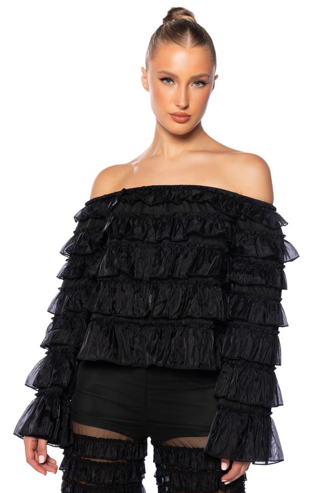 Front View Samira Off The Shoulder Ruffle Blouse
