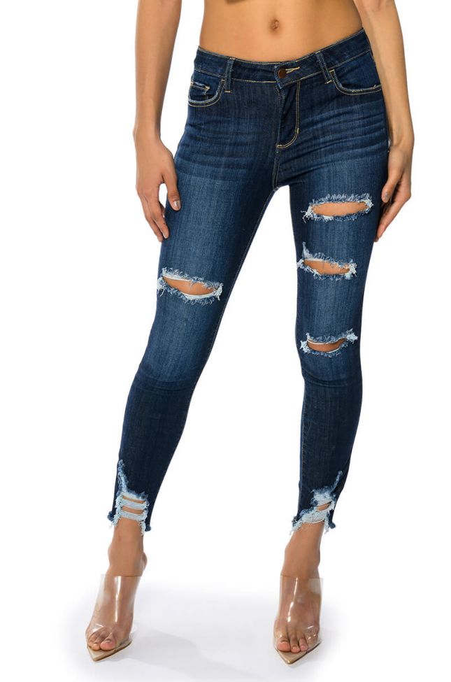 Front View Saturn Dark High Rise Skinny Jeans
