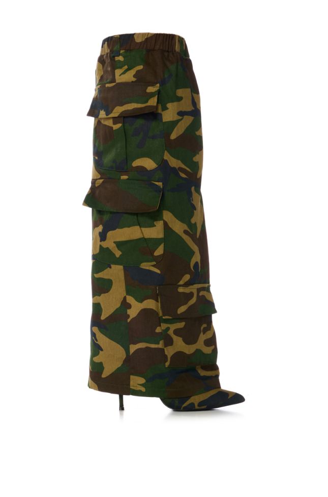 Side View Scandalous Camo Fold Over Boot In Green