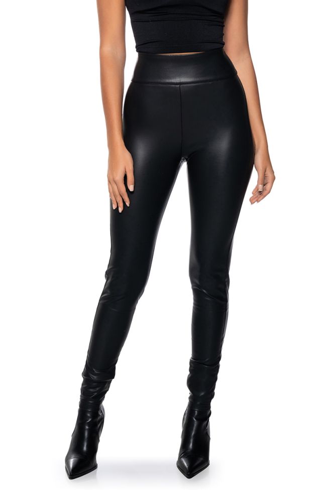 Front View Second Skin Zip Back Faux Leather Legging