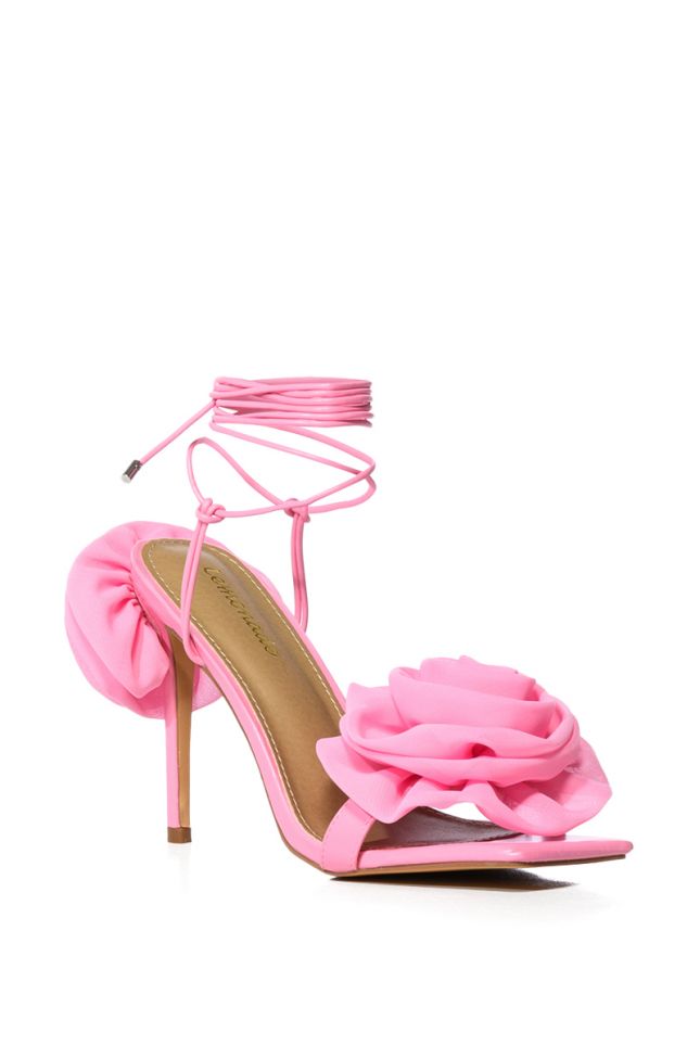 Detail View Self Care Flower Lace Up Sandal In Pink