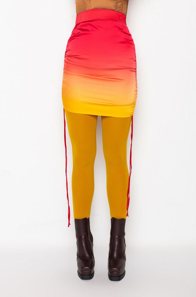 Front View Selling Sunset Ruched Mini Skirt