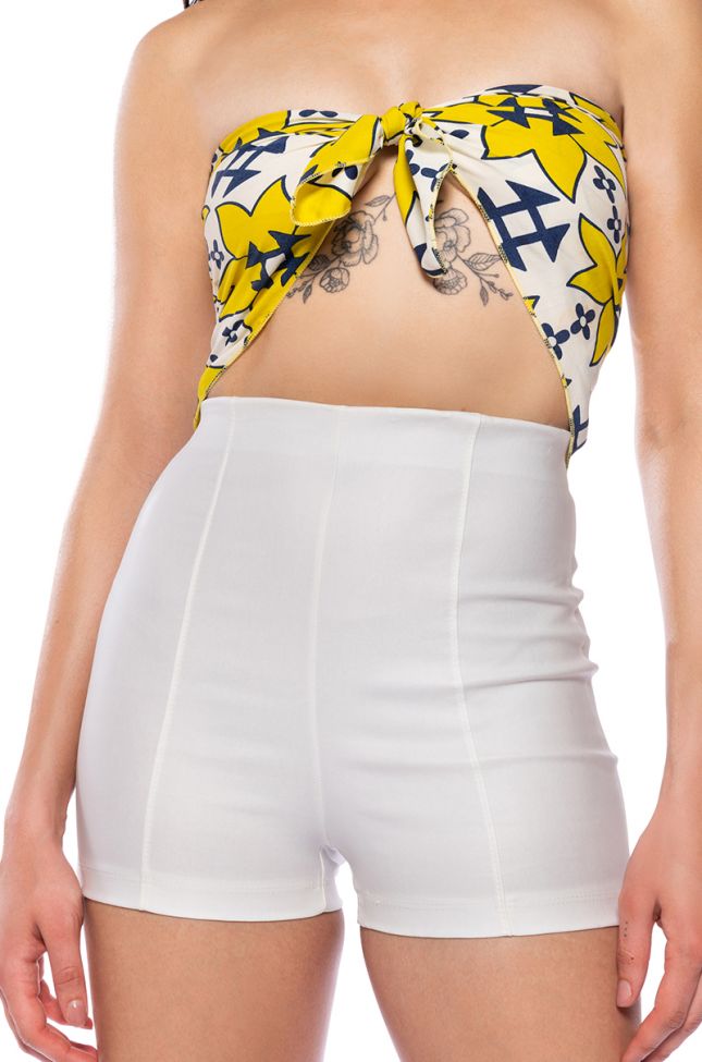 SEXY HOT PANT FAUX LEATHER FASHION SHORT IN IVORY