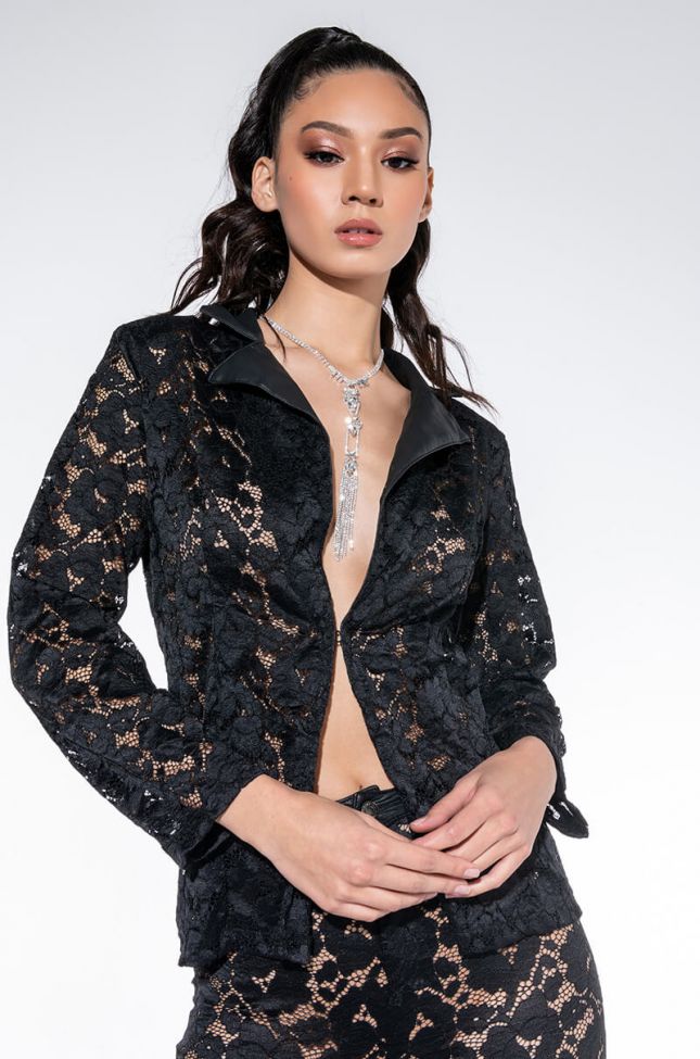 Front View Sexy Lady Lace Blazer