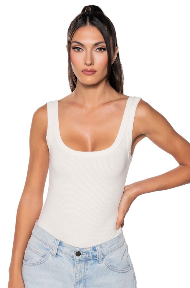 Front View Sexy Seamless Scoop Neck Bodysuit