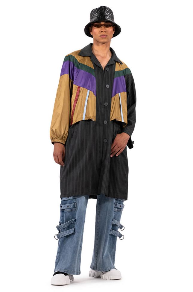 Extra View She A Track Star Nylon Bomber X Pin Stripe Trench