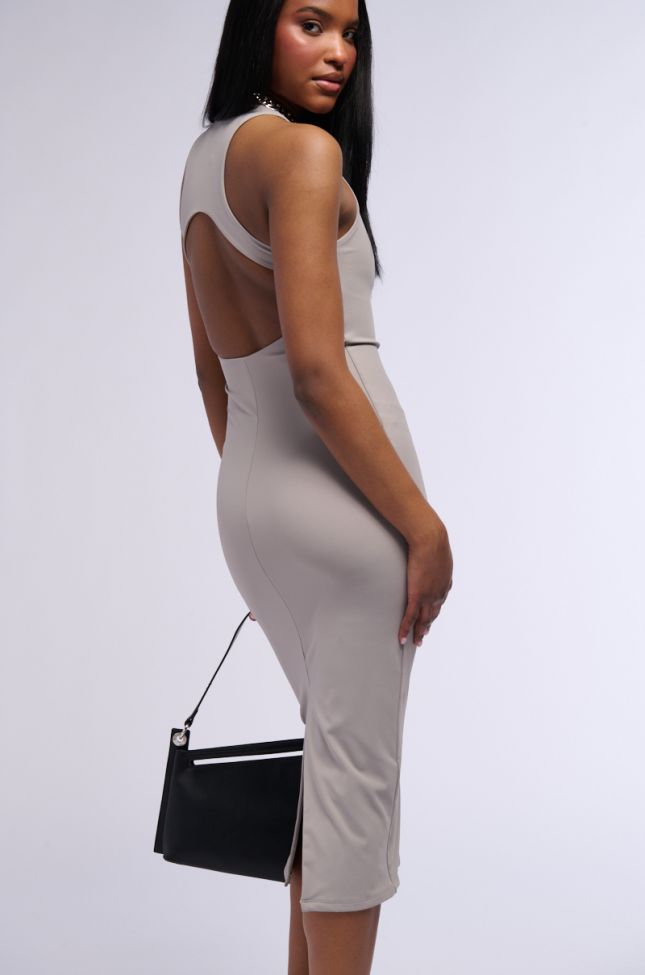 Back View Shes That Girl Fitted Midi Dress