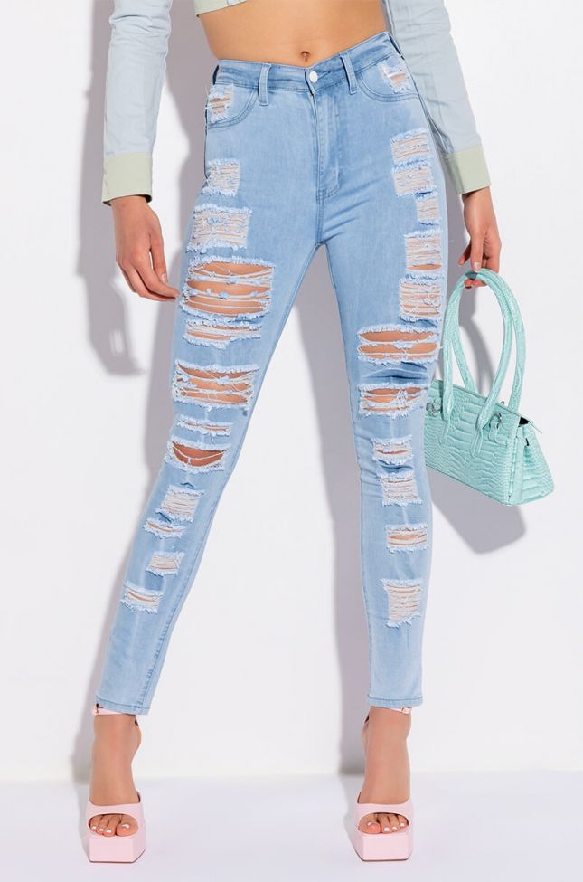 SHOW ME BABY DISTRESSED SKINNY JEANS