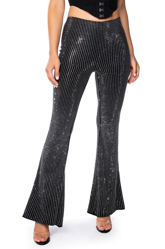 Front View Show Out Rhinestone Flare Pant
