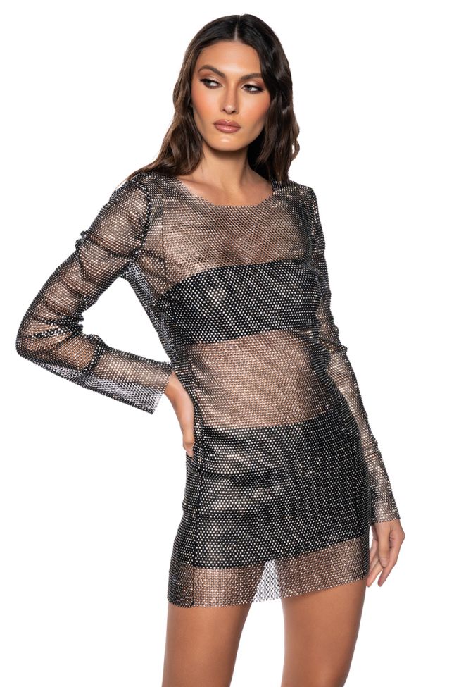 Front View Showstopper Mini Dress In Silver