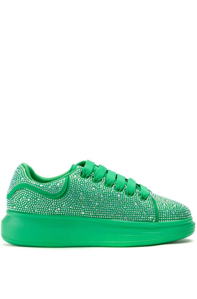Side View Sia Embellished Sneaker In Green