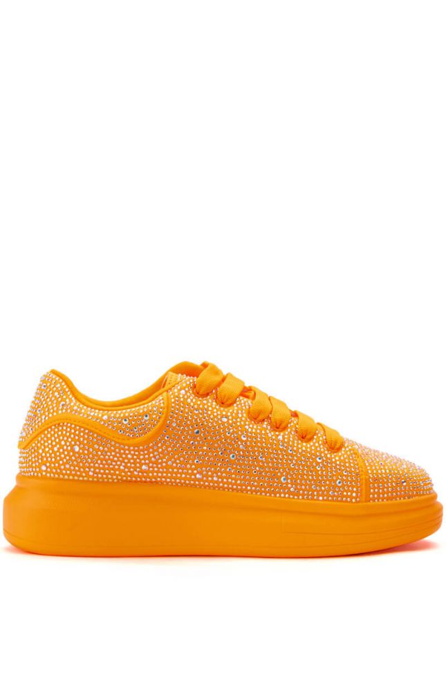 Side View Sia Embellished Sneaker In Orange